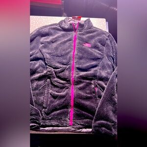 NWT xxl North face Osito fleece zip up jacket gray and pink zippers